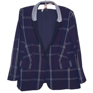 Lane Bryant The Bryant Blazer Plaid Navy